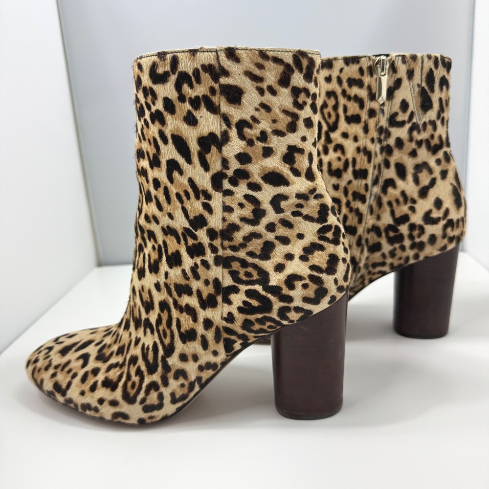 Sam Edelman Corra Leopard Calf Hair Ankle Boots Block Heel Sz 9 Mob Wife‎ Chic - Picture 2 of 10